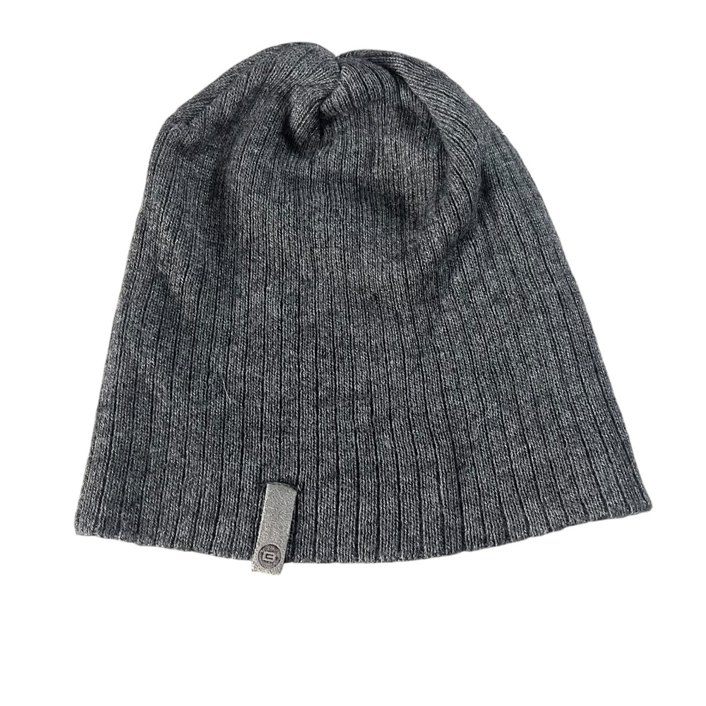 Bula Beanie Hat Mens OSFM Gray Merino Wool Blend Ribbed Knit Winter Skier